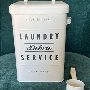 White Laundry Service Bin with Scoop